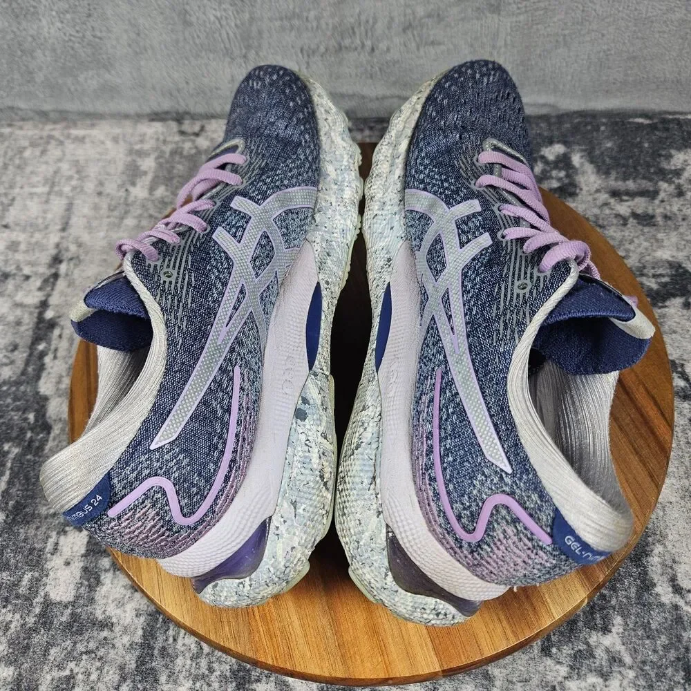 ASICS GEL-Nimbus 24 Shoes Womens 8.5 Purple Speckle Running Sneaker 1012B370